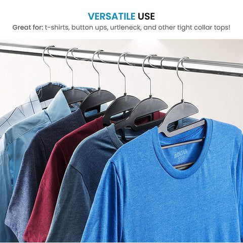 DrySmart Pack of 10 Heavy Duty Black Coat Hangers, 0.5cm Thick, S-Shaped Opening, Non-Slip Plastic Clothes Hanger Space Saving Slim Design