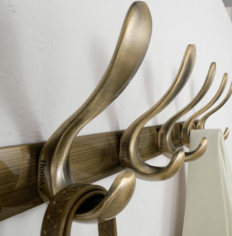 HONSKY Coat Rack Wall Mounted,44 cm Coat Hook Wall Mounted,6 Hooks Heavy Duty Wall Coat Hook for Hanging Clothes,Coat,Hat,Jacket,Antique Bronze