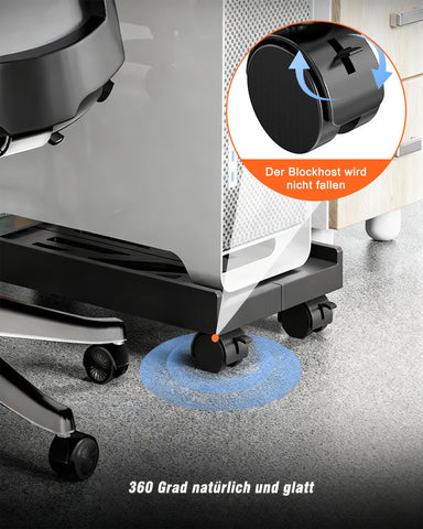 BOTEWO PC Stand with Wheels: Computer PC Tower Stand Adjustable CPU Holder Trolley Under Desk Universal for Home Office Desk PC