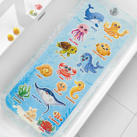 XIYUNTE Baby Bath Mat Non Slip Anti Mould Kids - 100x40cm Extra Long Anti Slip Bathtub Mat Machine Washable