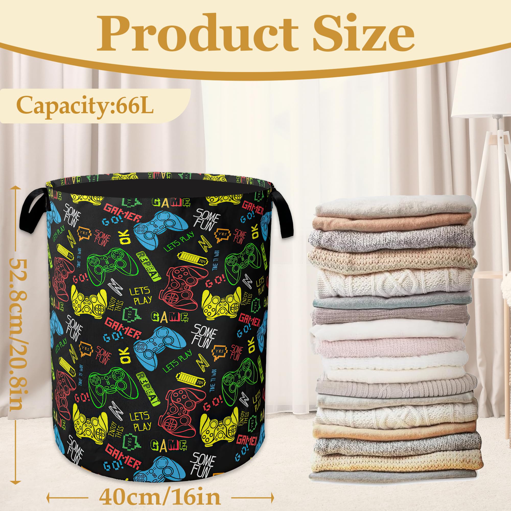 Laundry Basket, Dirty Clothes Basket, Foldable Waterproof Oxford Cloth Storage Basket for Bedroom, Bathroom
