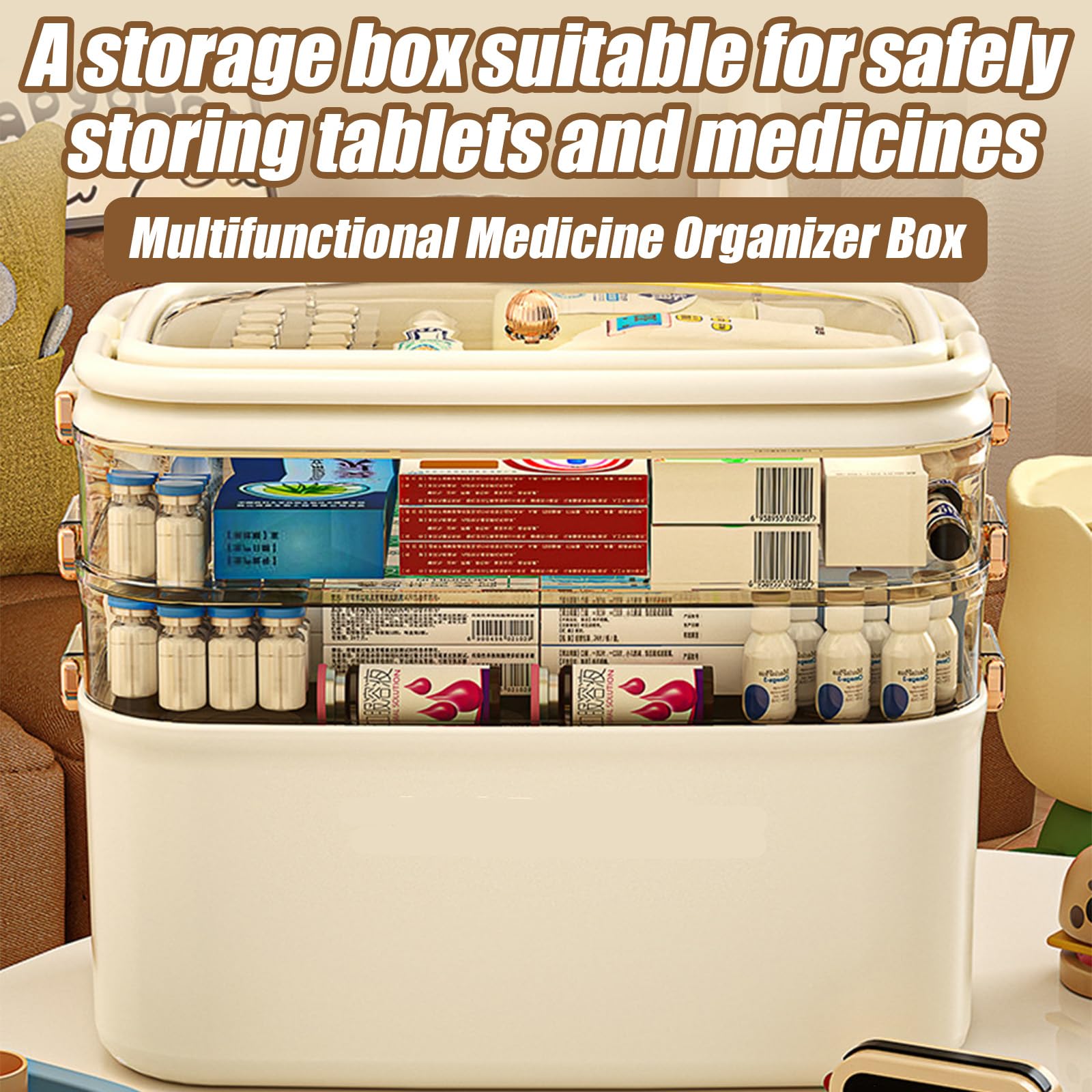 ORARTMM storage boxes with lids, storage boxes, medicine storage box, medicine box Multi Compartment Medicine Organizer