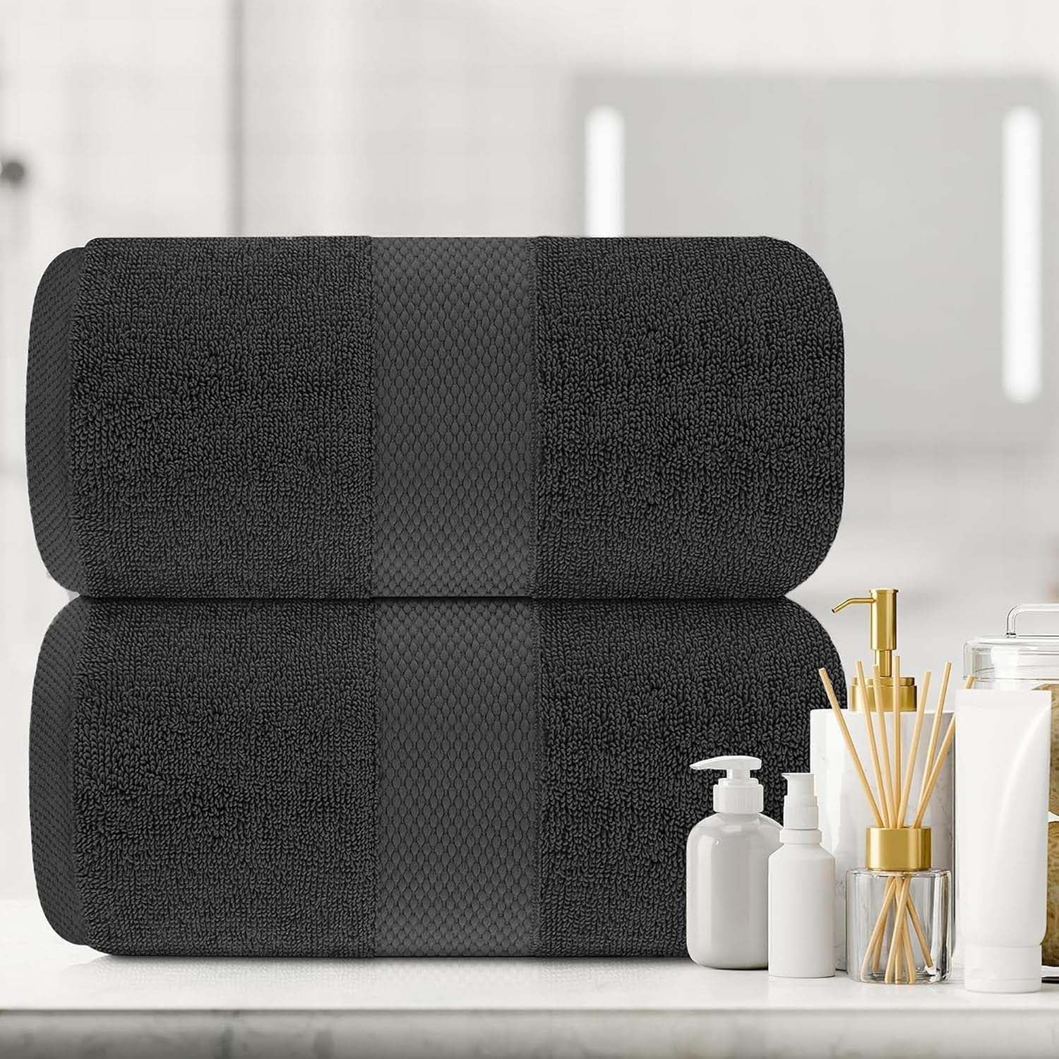Hieftan Towels Bath Sheet Set – 100% Cotton Pack of 2 Extra Large Bath Sheets Towel 600gsm Highly Absorbent Rapid Dry Super Sheets for Bathroom 140 X