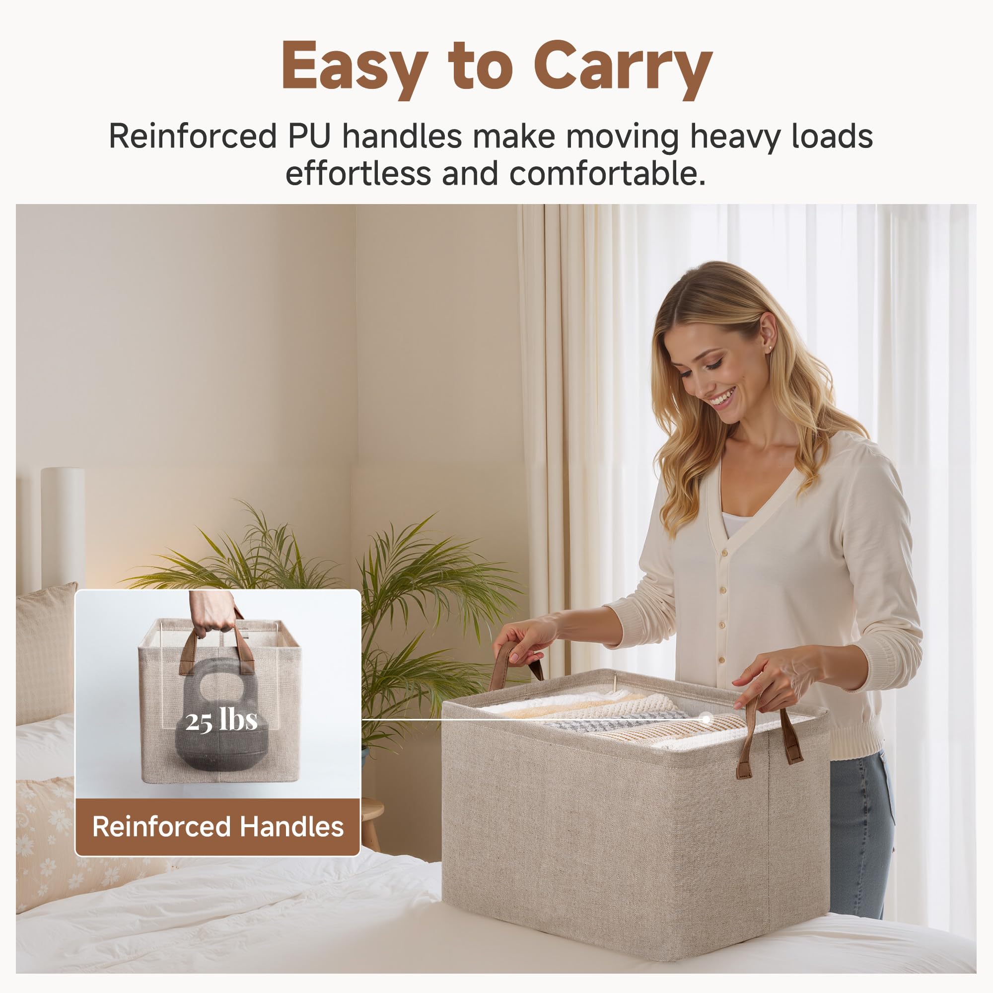 StorageWorks Storage Baskets for Shelves, Extra Large Fabric Storage Box with Handles, Wardrobe Organiser Boxes