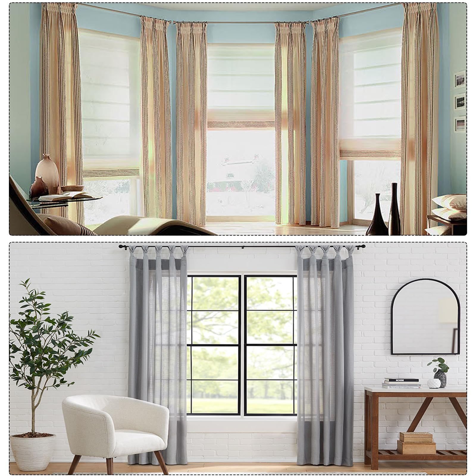 sourcing map 2pcs Corner Curtain Rod Connector, 90 Degree Window Curtain Rod Corner with Hex Wrench for 1 Inch OD Bay Window Curtain Rods, Silver
