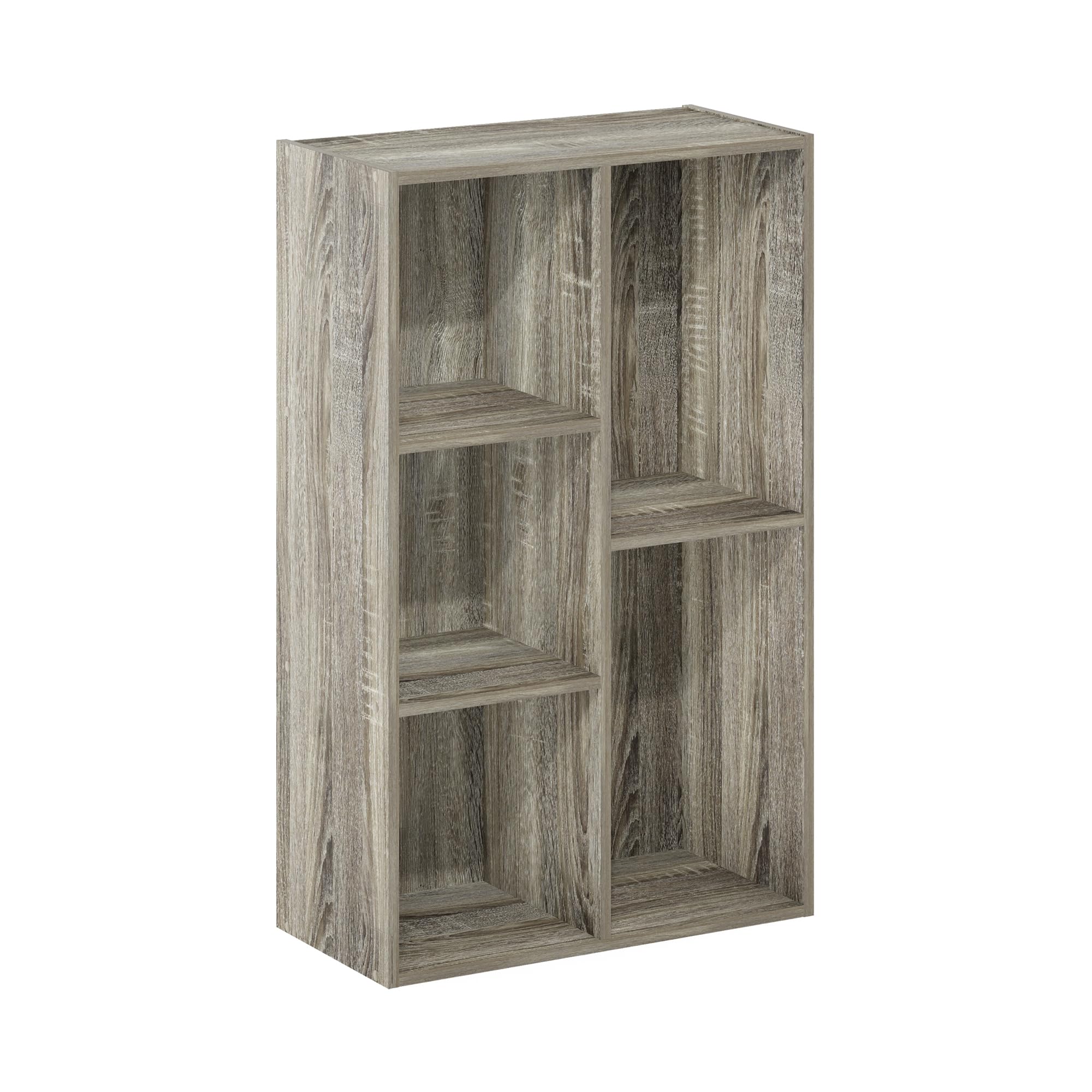 Furinno LUDER Book Shelf, 5-Cube Bookshelf, Reversible Bookcase, 9.4 x 19.5 x 31.5, for Living Room, Bedroom, Home Office, French Oak