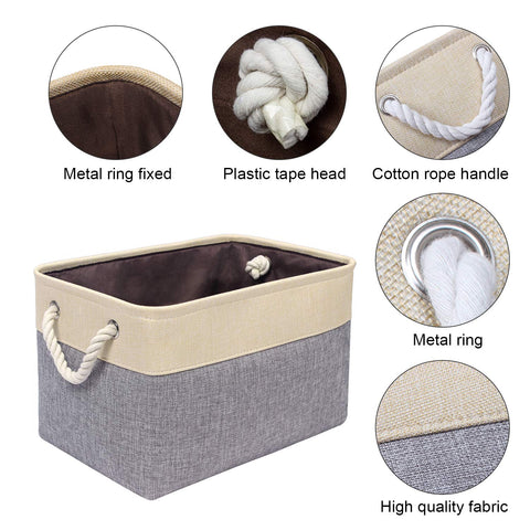 Univivi Large Storage Baskets 15in Fabric Storage Boxes Grey, Set of 4