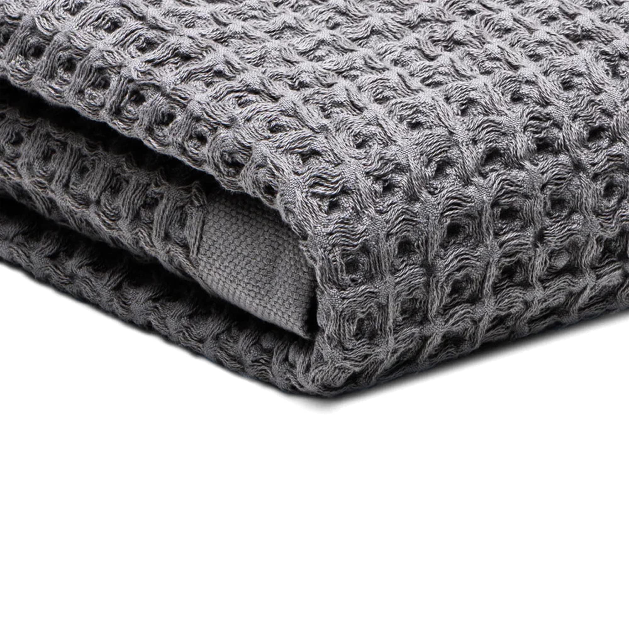 SUTERA Silverthread Waffle Bath Towel - California-Spun Superior Supima Cotton, Quick Drying, Ultra Soft, Lightweight and Absorbent - Grey