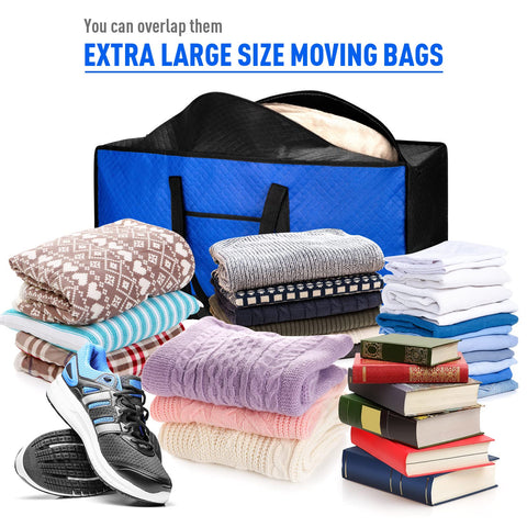 iespell 4 Pack 120L Extra Large Storage Box with Lid for Moving House, Strong Moving Boxes Bags with Zips for Clothes, Duvet, Underbed, Travelling