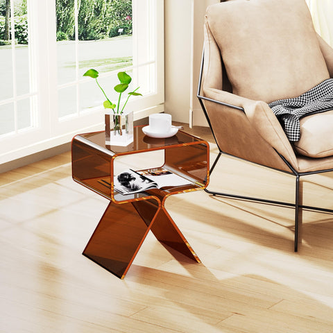 solaround Acrylic Side Table, No Assembly, 39 x 30 x 45 cm, Dark Brown