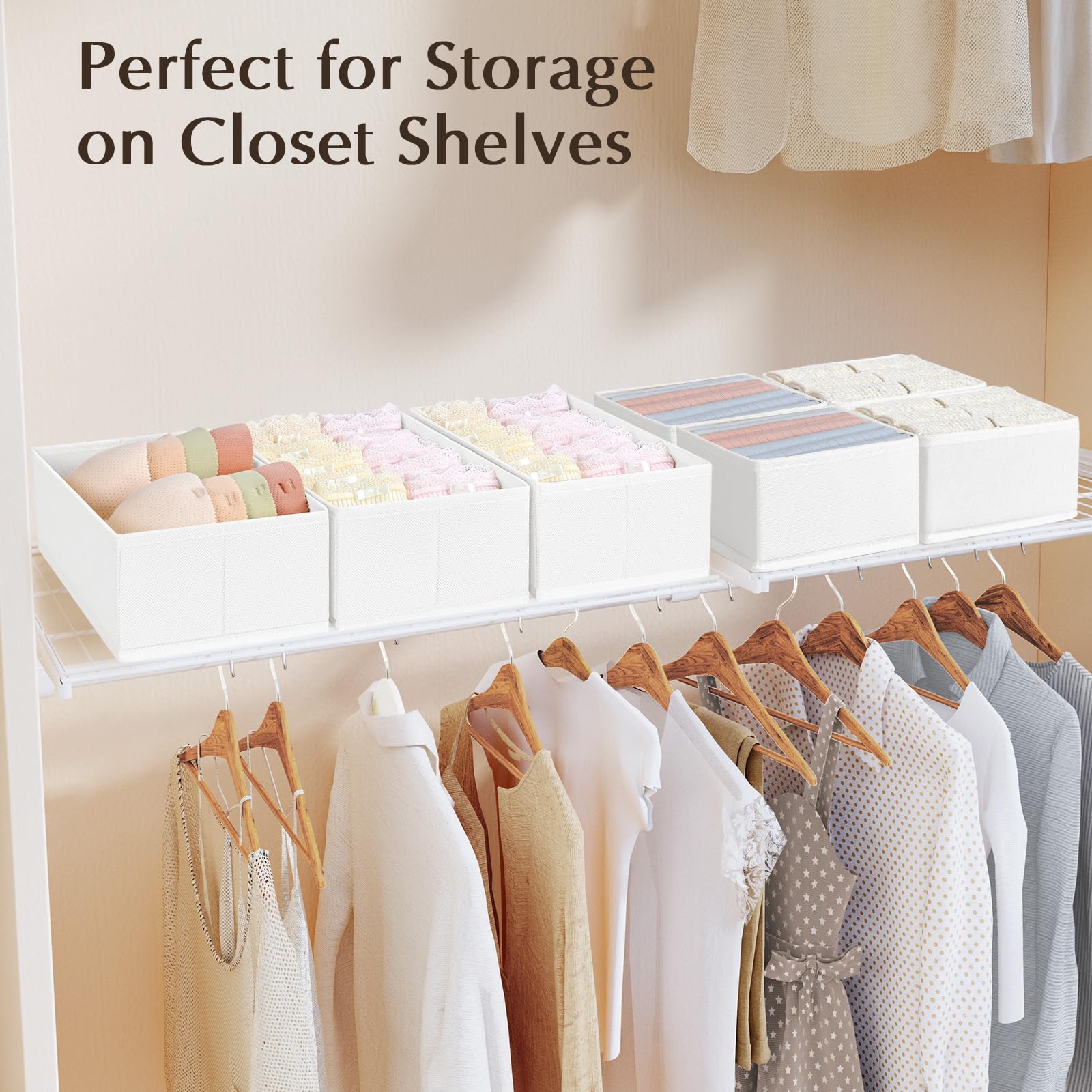 DIMJ Underwear Drawer Organiser for Baby, Dividers for Clothes, 4Pcs, White