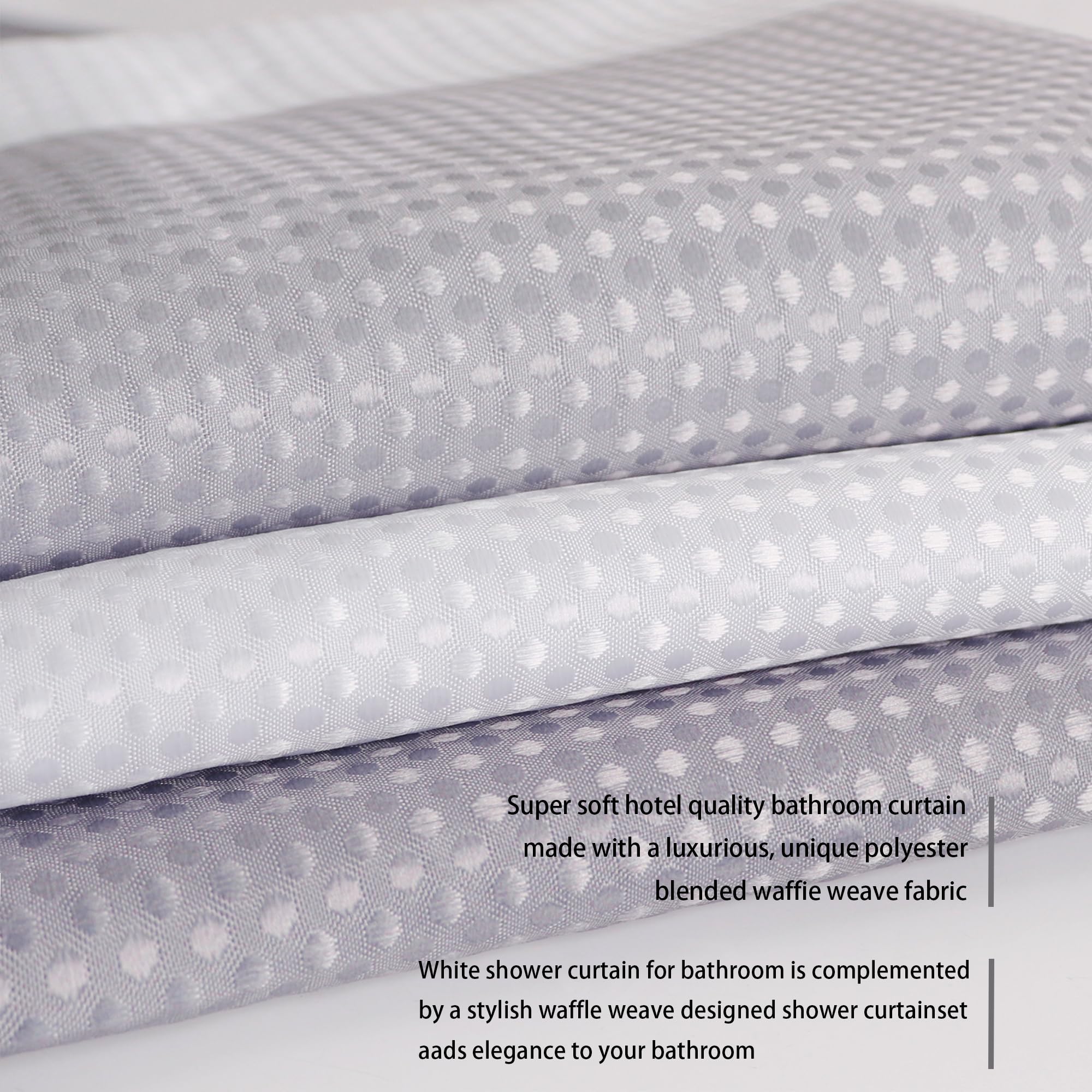 maifey Shower Curtain for Bathroom, Waffle Fabric Heavy Duty Waterproof Wet Room Grey Shower Curtains Heavy Duty Bath anti-fouling with 12 Hooks 180