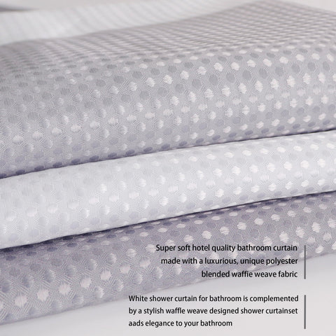 maifey Shower Curtain for Bathroom, Waffle Fabric Heavy Duty Waterproof Wet Room Grey Shower Curtains Heavy Duty Bath anti-fouling with 12 Hooks 180