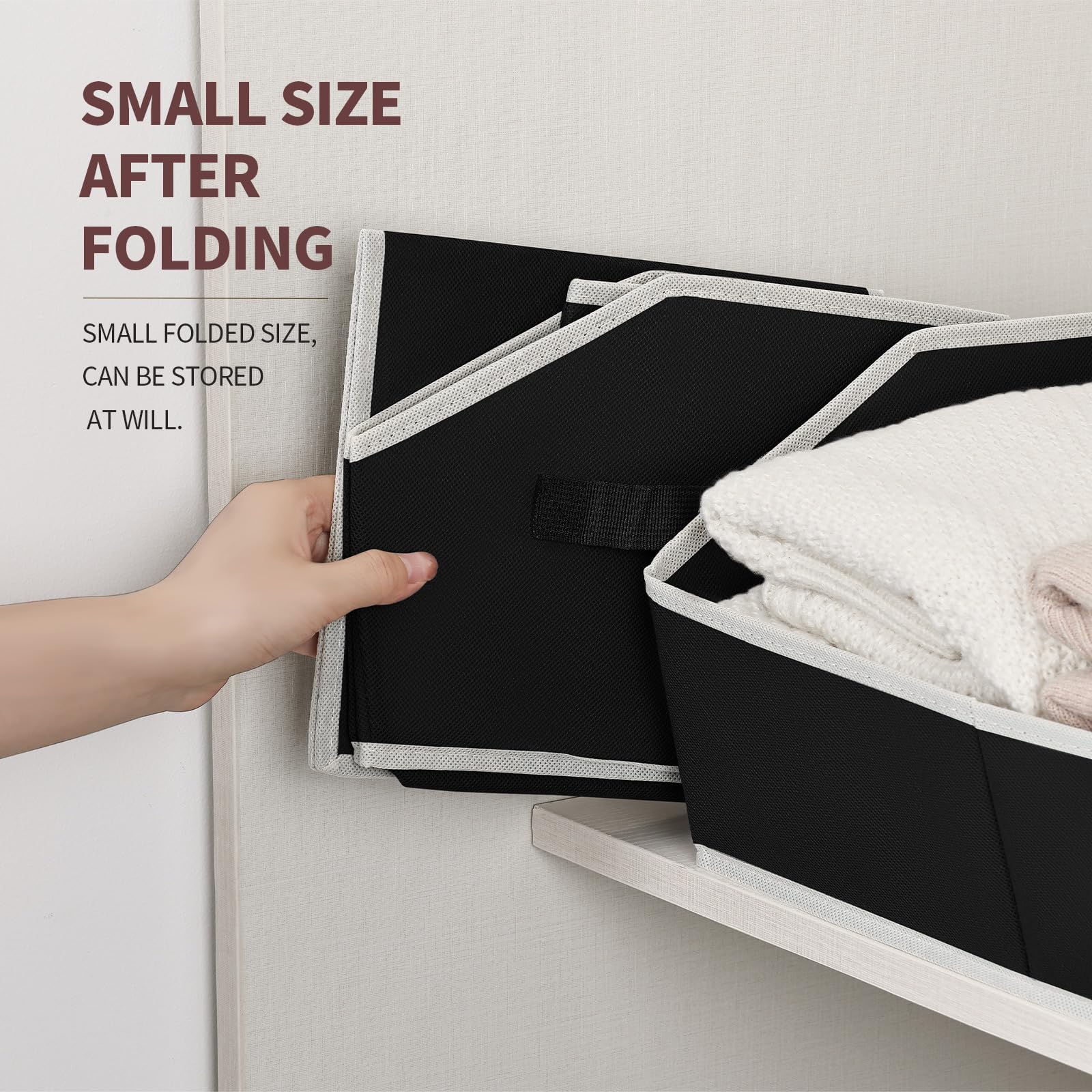 Homsorout Fabric Storage Box - 8 Pack Sloped Front Wardrobe Organiser Black
