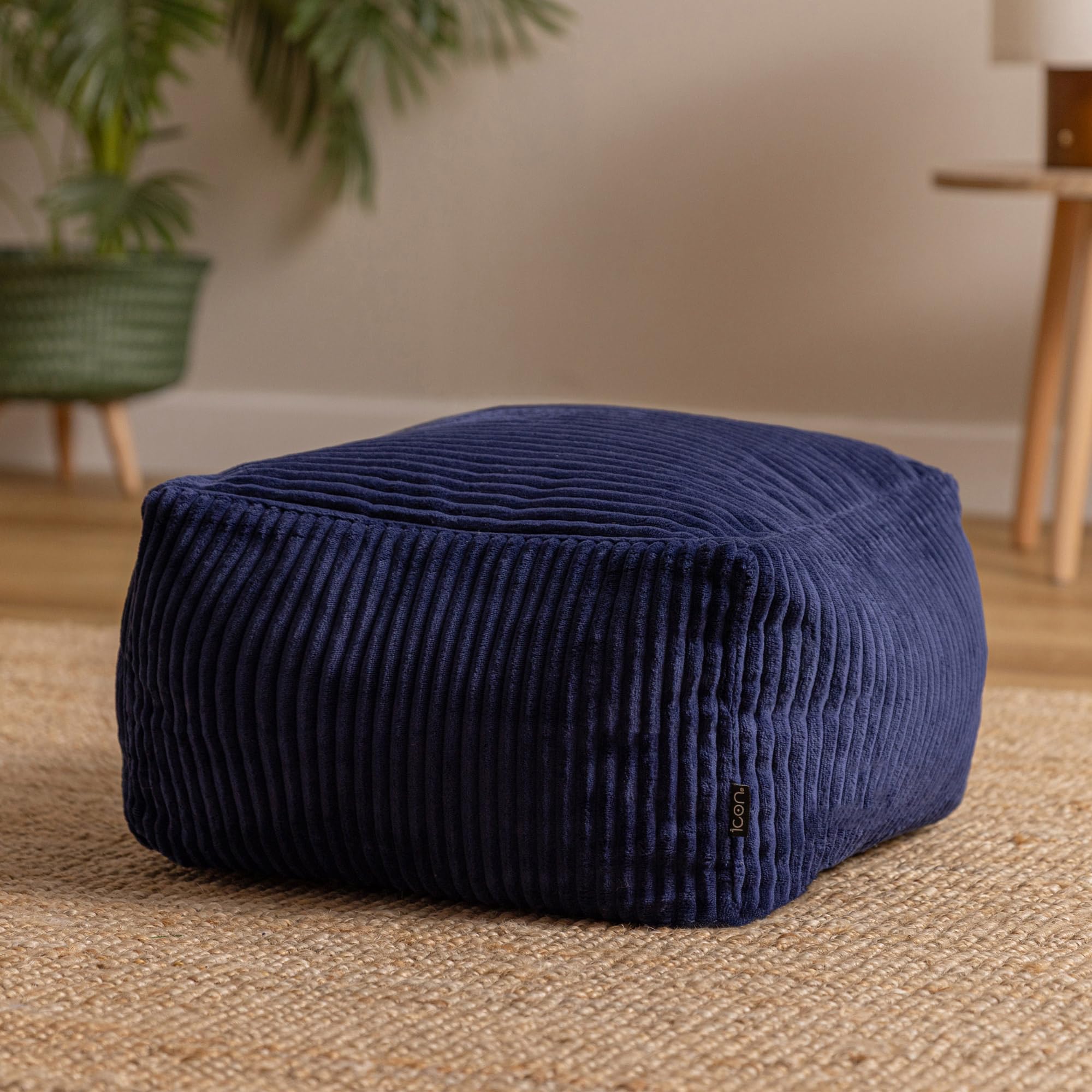 icon Amara Small Cord Bean Bag Footstool with Filling Included, Blue
