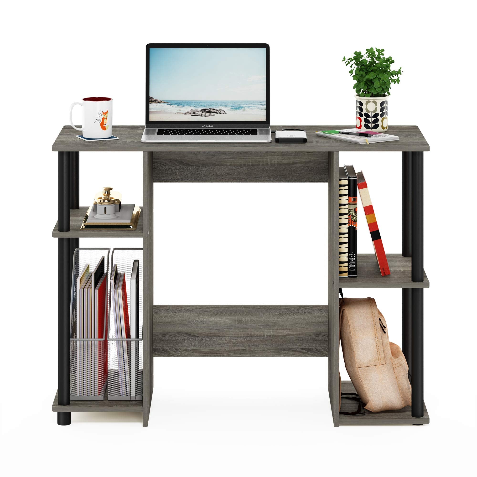 Furinno JAYA Compact Computer Desk, Writing Desk, Study Desk, French Oak/Black