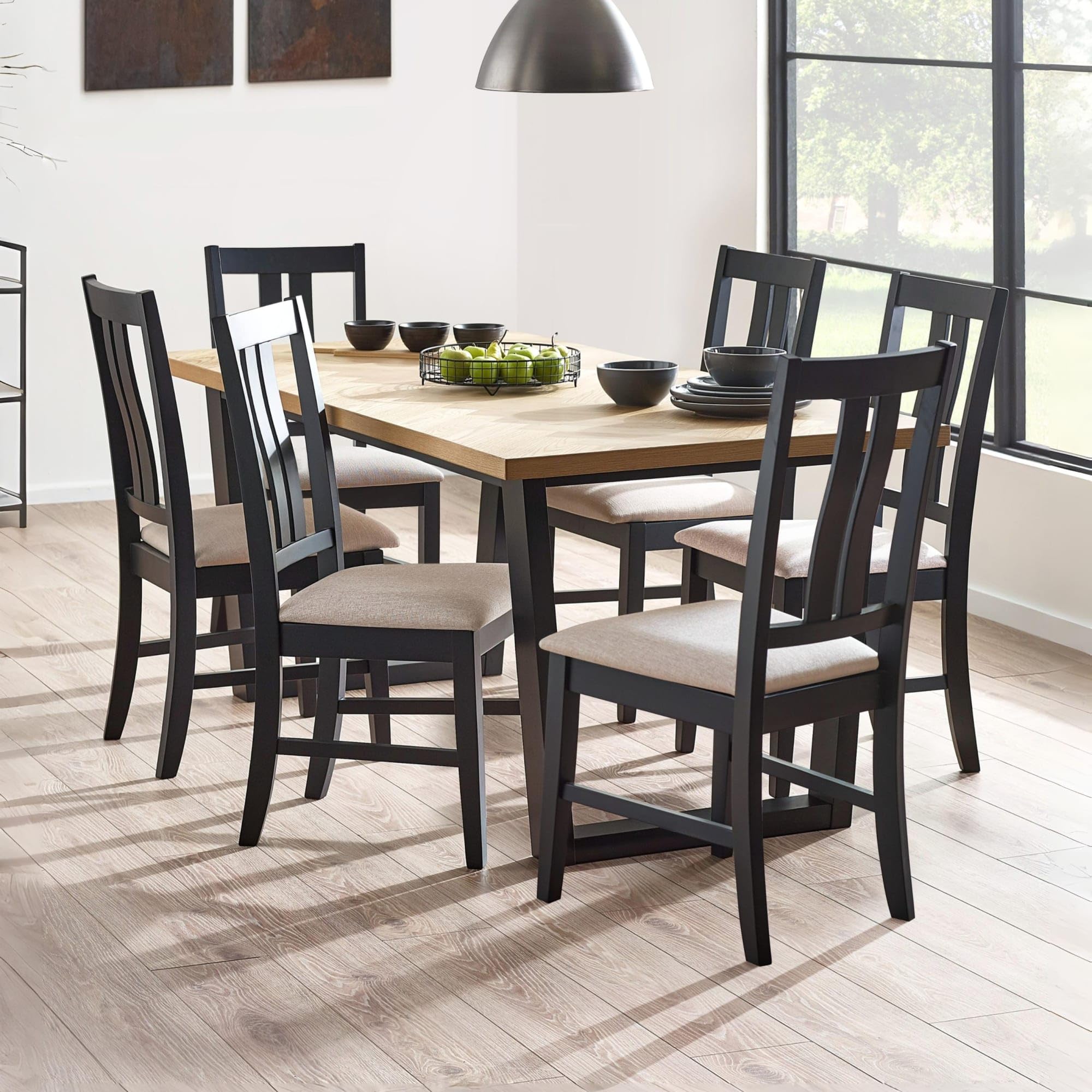 Julian Bowen Hilton Oak Veneer Dining Table, Black - H75 x W180 x D90cm