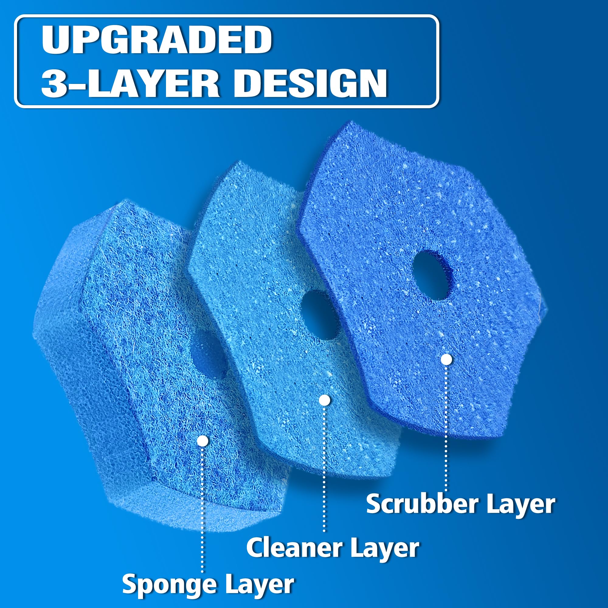 NEWE Disposable Toilet Brush Cleaner Refills 16 Packs, Compatible with Upgraded Clamping Wand System
