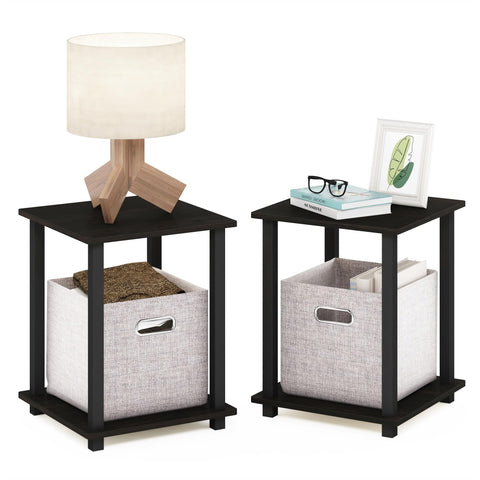 Furinno SIMPLISTIC Night Stand Set of 2, Nightstand, Bedside Table, Side Table, End Table, for Bedroom, Living Room, Espresso