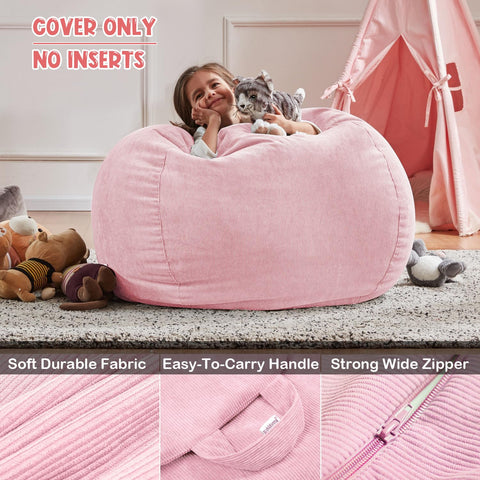 Nobildonna Bean Bag Chair Cover (No Filler) for Kids Beanbag Stuffed Animal Storage Without Filling Plush Toys Holder and Organizer Soft Premium