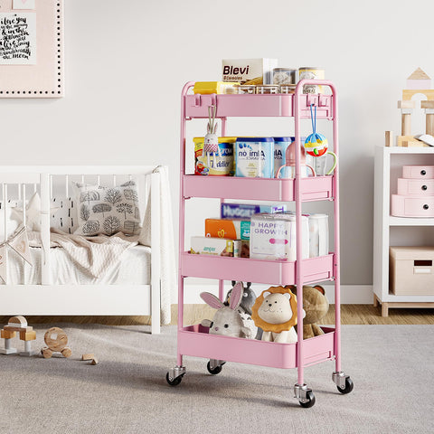 KINGRACK 4 Tier Metal Storage Trolley on Wheels