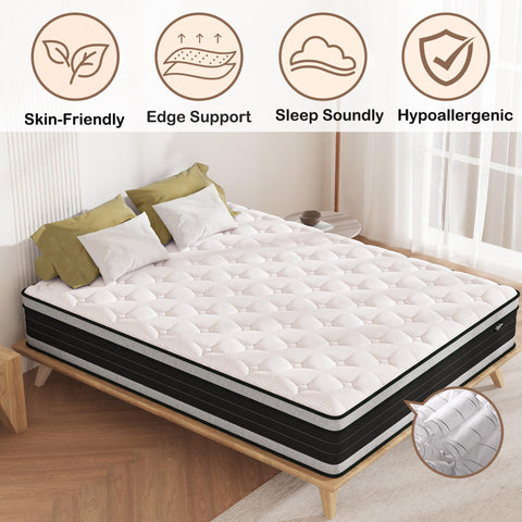 Bednew Double Mattresses Hybrid Mattress Medium Firm 135x190x30cm