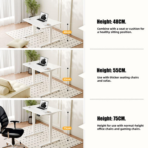 ERGOMAKER Low Height Electric Standing Desk 80x60cm, Lifts 48-75 cm, White