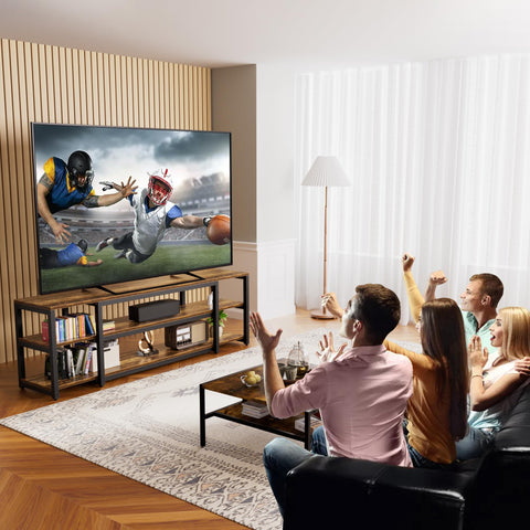 Aquzee 85 Inch TV Stand, 191 cm Long TV Unit, 40D x 191W x 58H cm, 3-Tier Large TV Cabinet with Open Storage Shelves