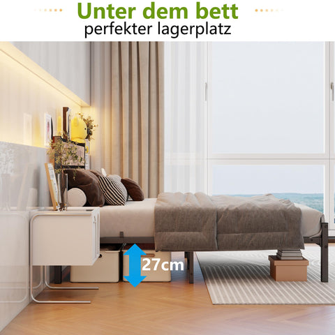 JUISSANO Bed 120 x 200 cm, Bed Frame Children's Bed Metal Bed 120 x 200 cm with Metal Slatted Frame