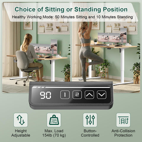JUMMICO Electric Standing Desk 100 x 60 cm Home Office Height Adjustable Desk, Computer Lift Table with Smart Panel