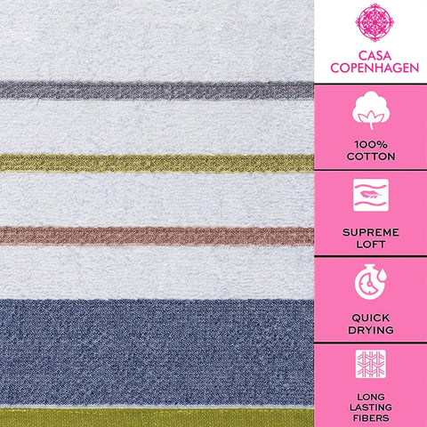 CASA COPENHAGEN White Bay towel set made from 600 g/m² Egyptian cotton for hotels, spas, kitchens and bathrooms, 6-piece set with 2 bath towels