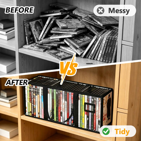 GNEGNI LIFE DVD Storage Bags, Clear PVC DVD Storage Boxes for 160 DVDs (40 Each), Portable CD Storage Boxes with Zipper & Handles