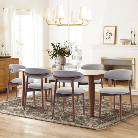 COLAMY Modern Dining Chairs Set with Wooden Legs – Upholstered Fabric Dining Room Chairs with Curved Backrest, Soft Cushion Seat