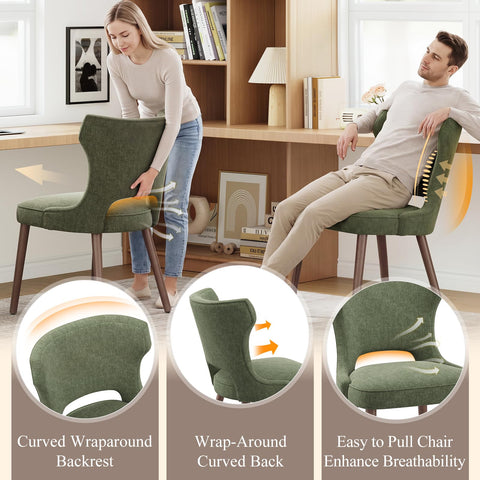 MALOL Upholstered Dining Chairs Set of 4, Dining Room Chairs with Hollow Backrest, High Back Kitchen Chairs with Solid Wood Legs, Thick Seat Cushion