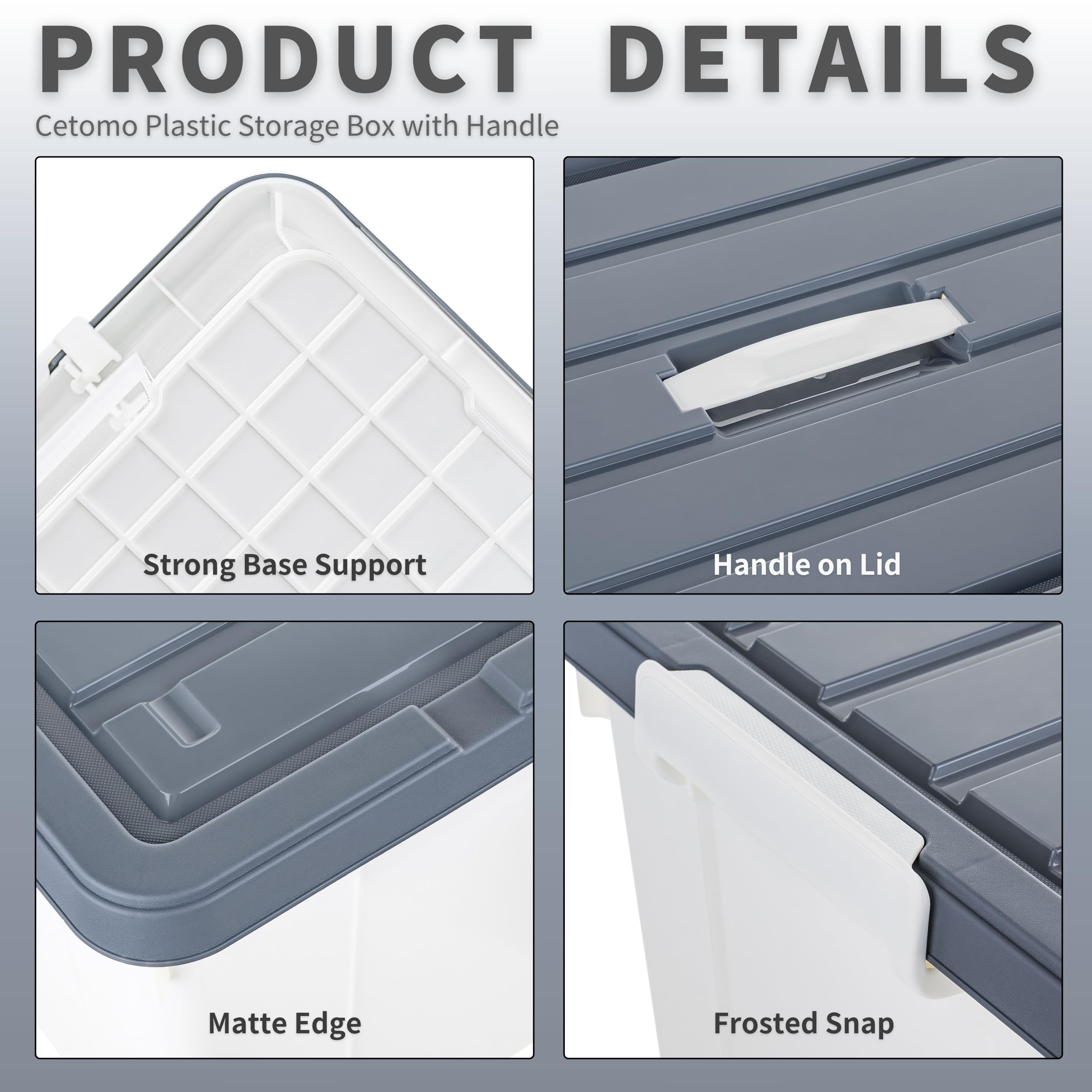 Cetomo 90L*3 Storage Boxes, Carry Plastic Storage Box with Lids, Organizing Container with Handle and Secure Latches