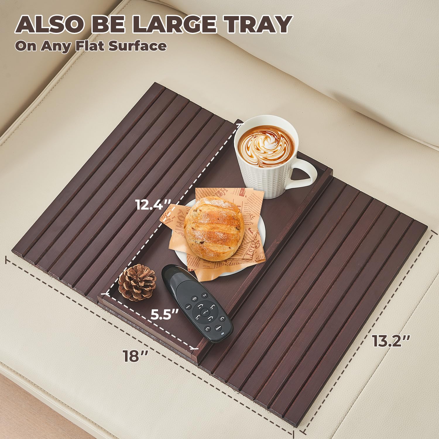 LOVYANXUE Bamboo Sofa Arm Tray, Anti Falling Couch Arm Tray Table, Foldable Couch Armrest Table, Portable Sofa Armrest Trays Cup Holder for Drink