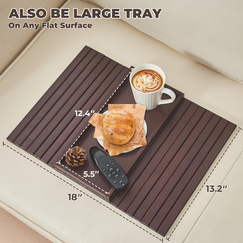 LOVYANXUE Bamboo Sofa Arm Tray, Anti Falling Couch Arm Tray Table, Foldable Couch Armrest Table, Portable Sofa Armrest Trays Cup Holder for Drink
