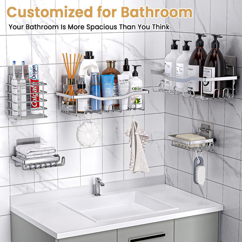 Deyhoc Rustproof Stainless Steel Shower Caddy 5 Pack - Silver