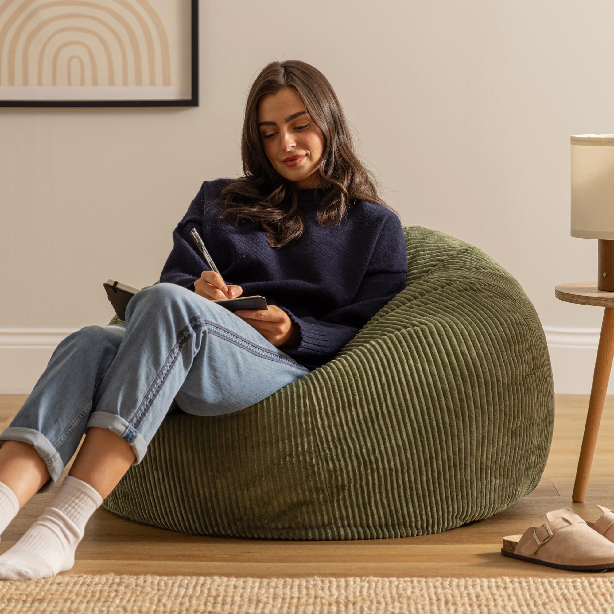 icon Kingston Cord Bean Bag with Filling Included, Green