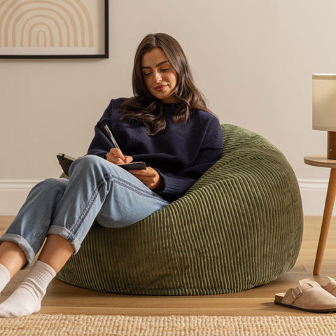 icon Kingston Cord Bean Bag with Filling Included, Green