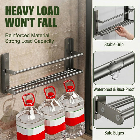 Wall-mounted Shoe Rack - 37-67cm Black Extendable 2 Tier shoe rack, Metal Wall Narrow Shoe Rack, Space-saving shoe storage