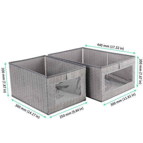 FUNSUEI 6 Pack Foldable Clothes Storage Boxes (Large & Medium), Fabric Wardrobe Storage Organiser with Clear Window for Clothes, Snacks, Towel