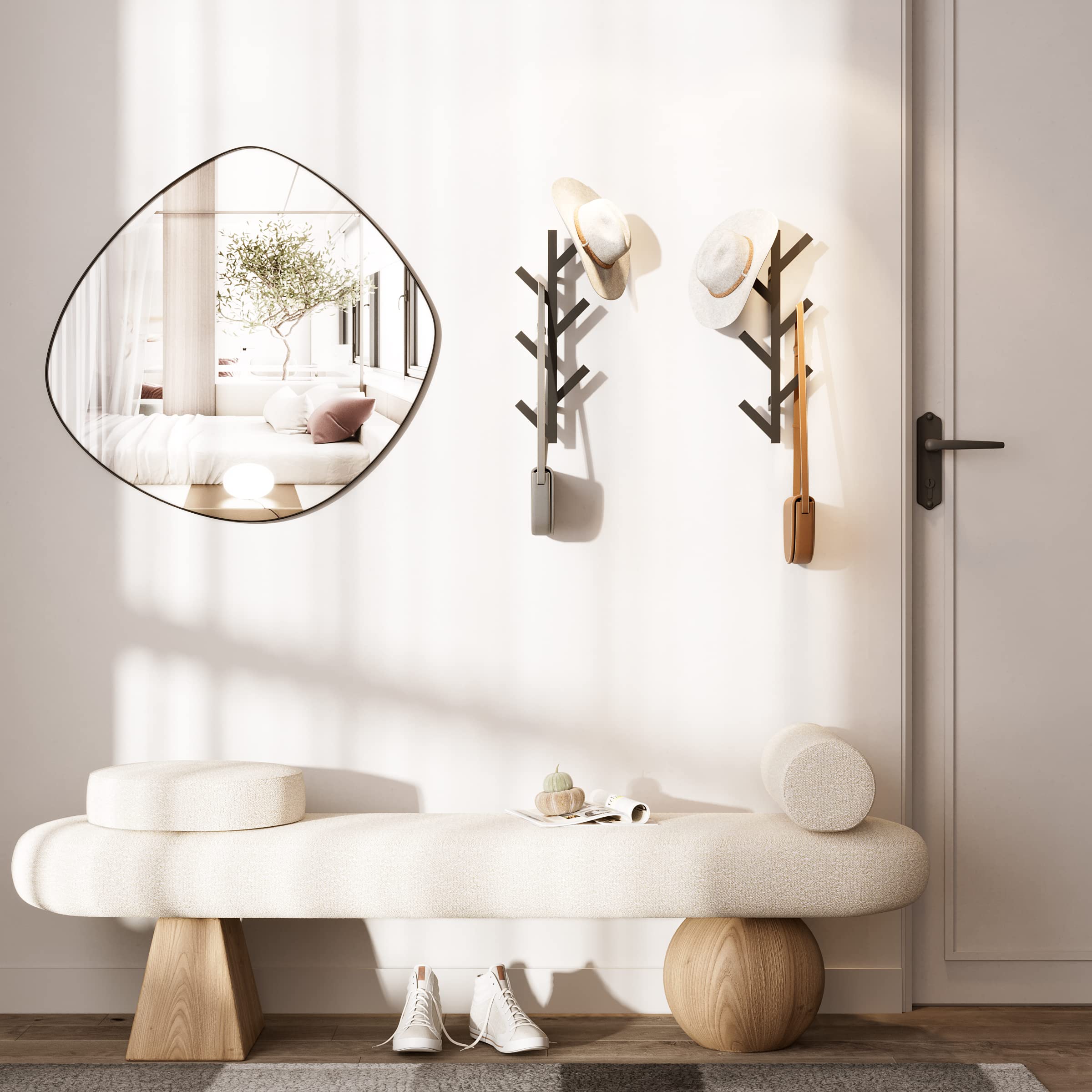 RRG 2 Pack Vertical Coat Rack Wall Mounted, Metal Vertical Hat Rack for Wall, Modern Wall Coat Tree for Hats, Jackets, Bags, Entryway Bedroom