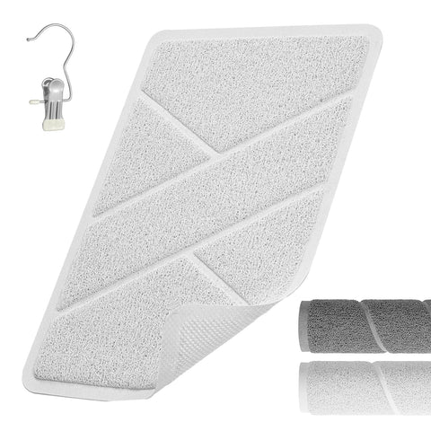 XIYUNTE Soft Shower Mat Non Slip Anti Mould, Loofah Bath Mat with Heat-Pressed Edging 60x40cm, INCL. Hooks for Drying