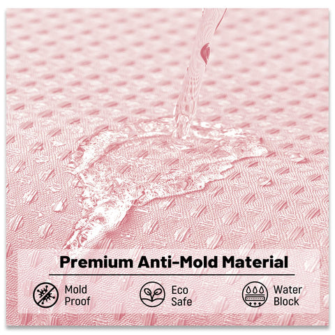 BTTN Extra Long Waffle Shower Curtain, Waterproof, 182x244cm, Pink