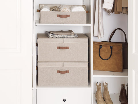 StorageWorks Extra Large Storage Boxes with Lids, 55L Decorative Storage Boxes with Lids, Fabric Boxes with Handles