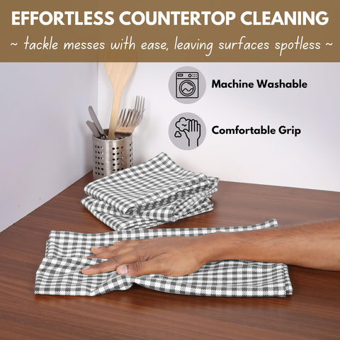 Native Fab 4-Pack Gingham Mini Check Tea Towel with Hanging Loop 38x63 cm, Cleaning Cloths, Bar Towels, Hand Towels