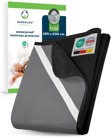 Sensalou Waterproof Mattress Protector 180 x 200 cm Black – Mattress Cover for Double Bed