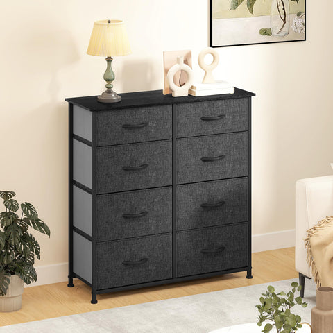 DWVO Chest of Drawers,Fabric Chest of Drawers Bedroom Cabinet with 8 Drawers,Dresser for Bedroom,Living Room With Handles,Wood Top and Sturdy Steel