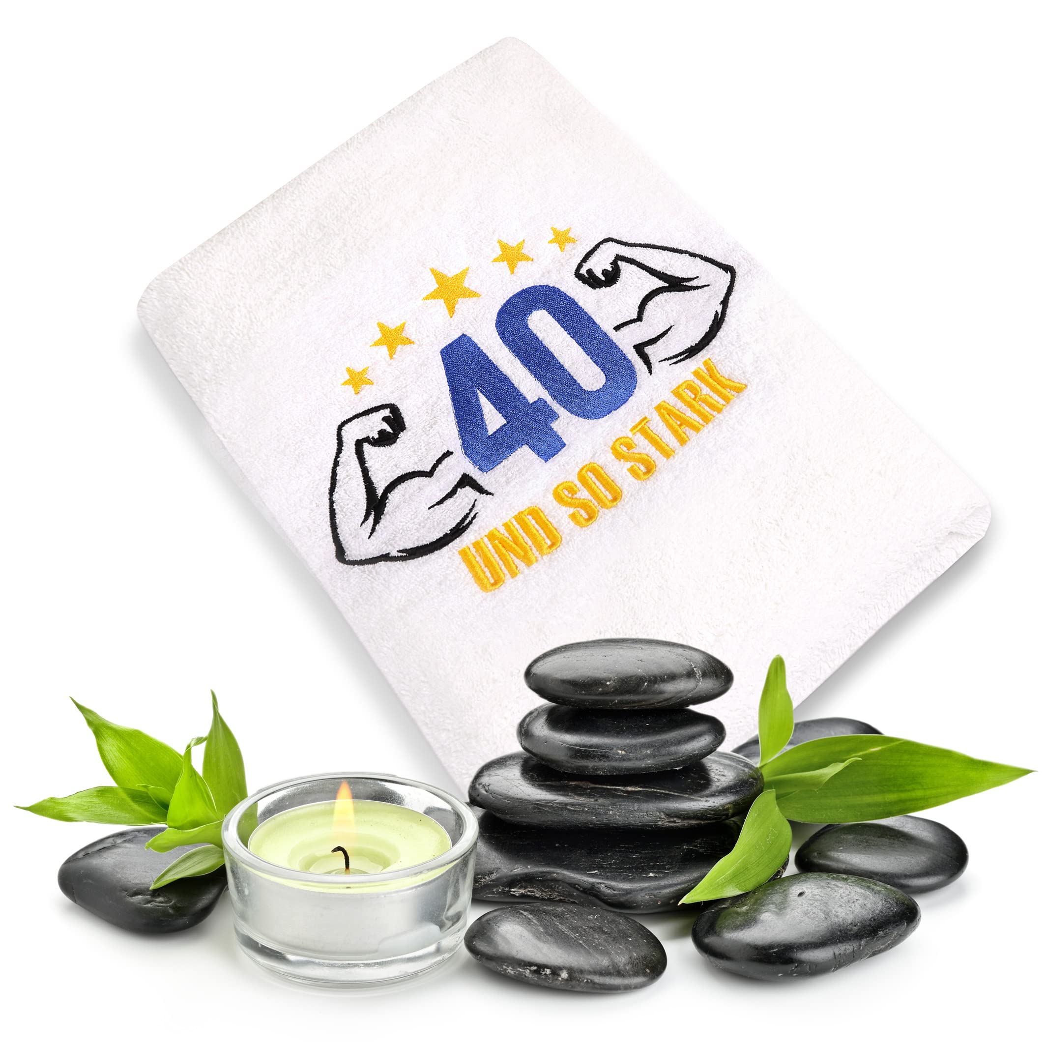 Abc Casa 40th birthday gift towel with embroidered muscles for men - a useful gift for 40 years - a wonderful gift idea for 40th